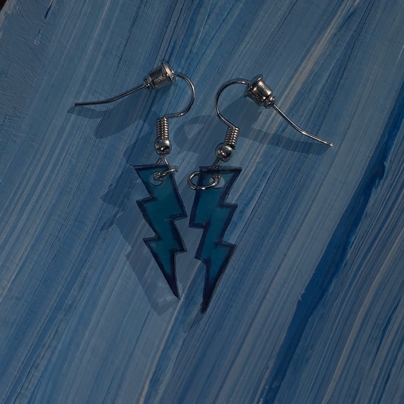 Small blue Thunder bolt earrings - Picture 2 of 3